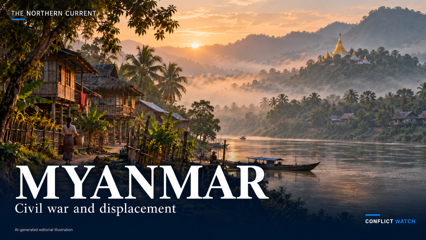 AI-generated editorial country cover for Myanmar