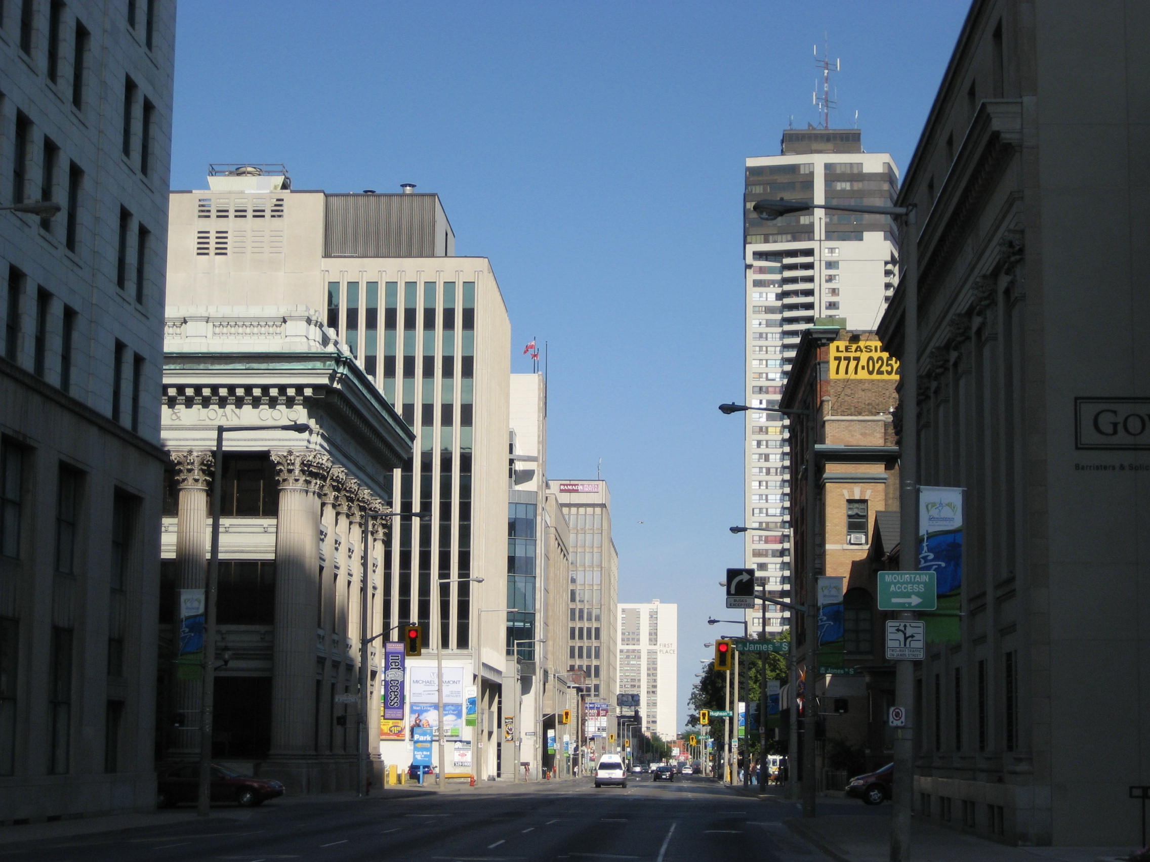 Main Street looking east in downtown Hamilton, photographed in June 2007