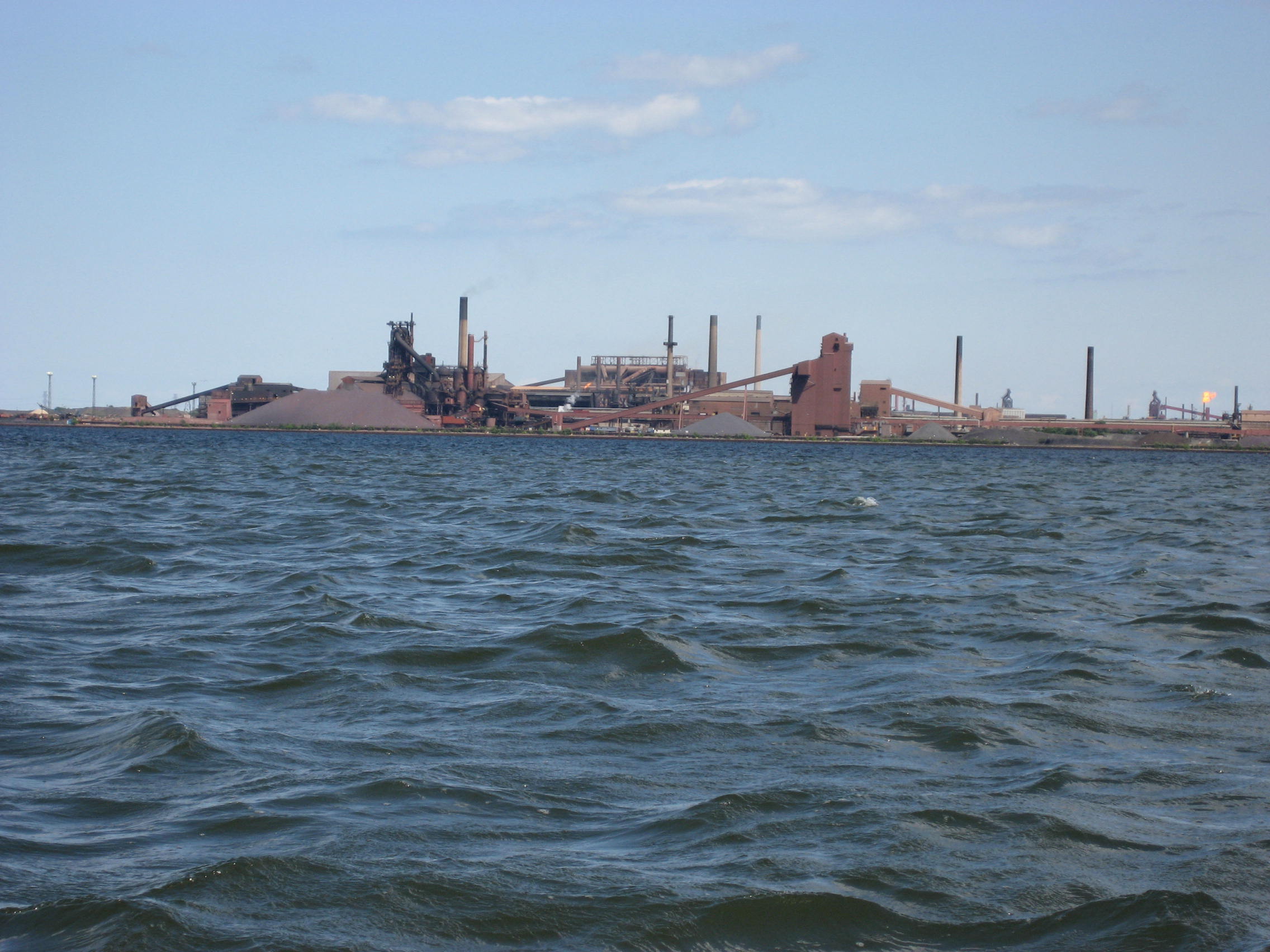 Hamilton harbour with Stelco industrial buildings in the background, photographed in June 2007