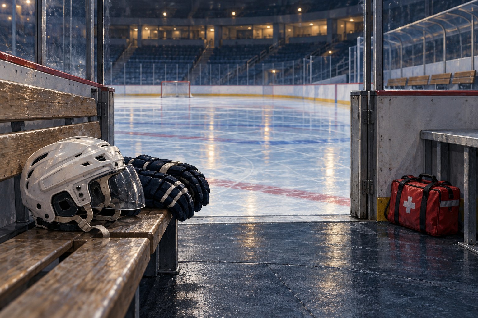 AI-generated editorial illustration for ASU Places Hockey Coach on Leave After Stoney Creek Player’s Collapse