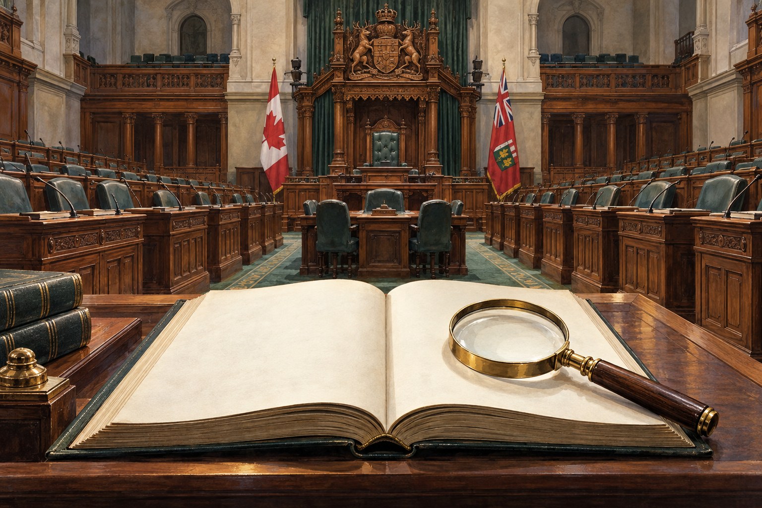 AI-generated archive illustration symbolizing Ontario regulatory oversight