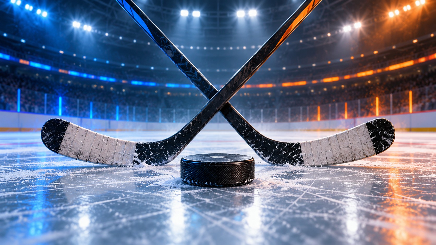 Editorial illustration of hockey equipment; not a photograph of the MLSE transaction