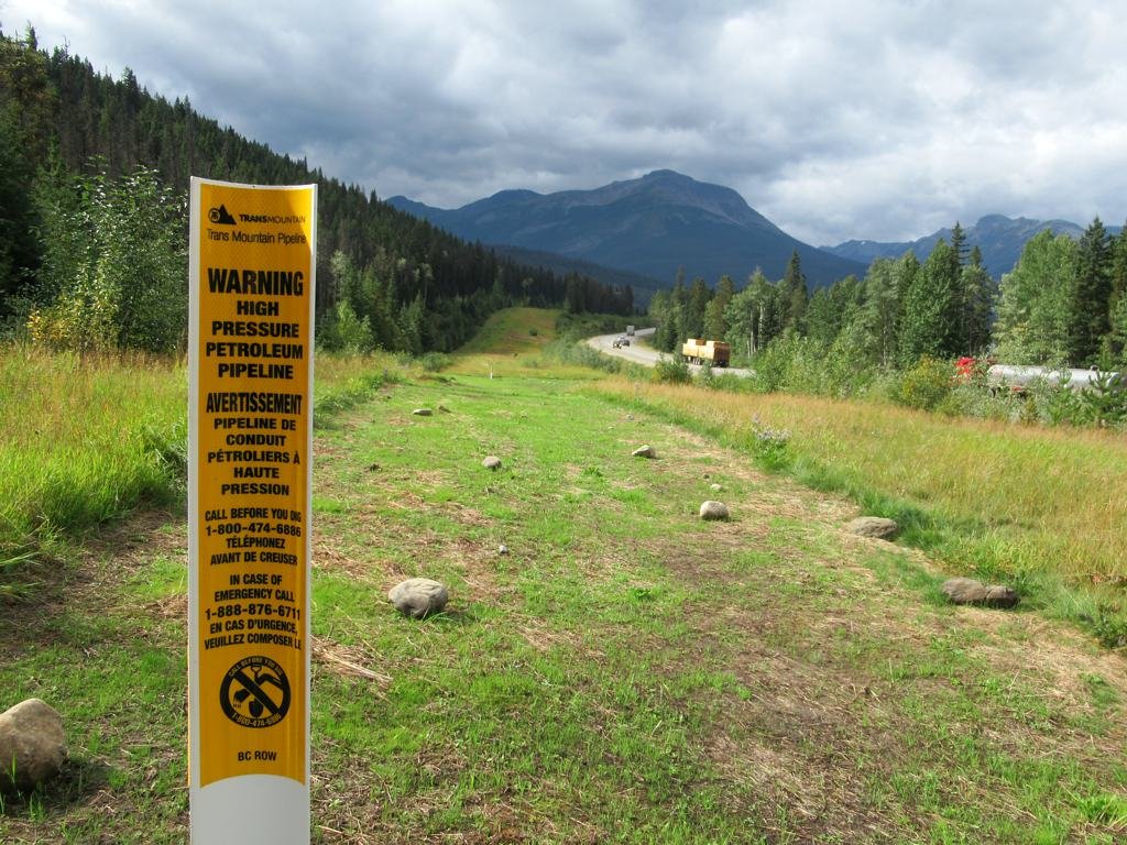 Existing Trans Mountain pipeline file photograph; not the CNRL plant or fire