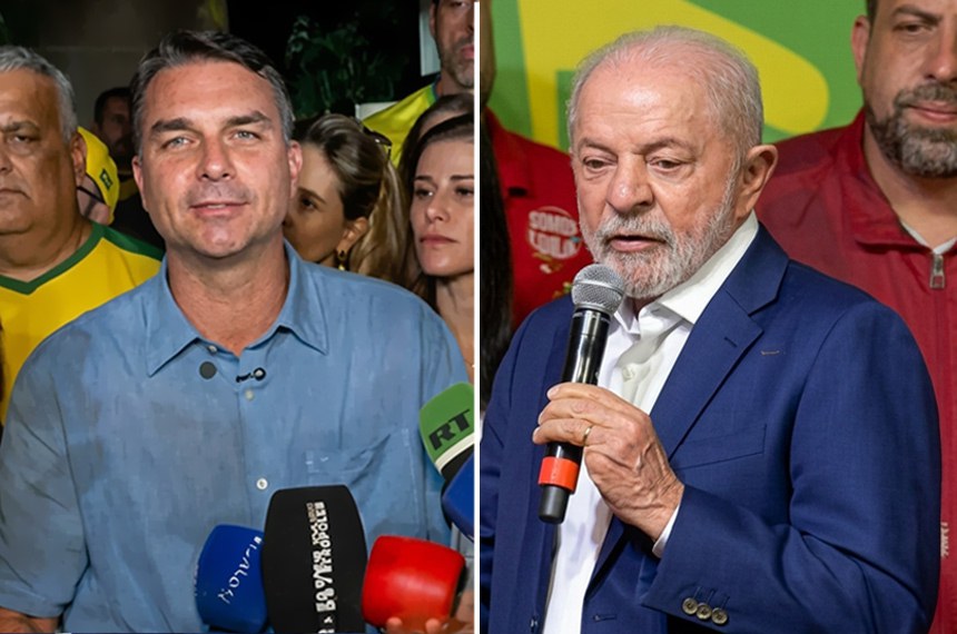 File composite of Flávio Bolsonaro and Lula published by Agência Senado on October 4; individual capture dates unknown.