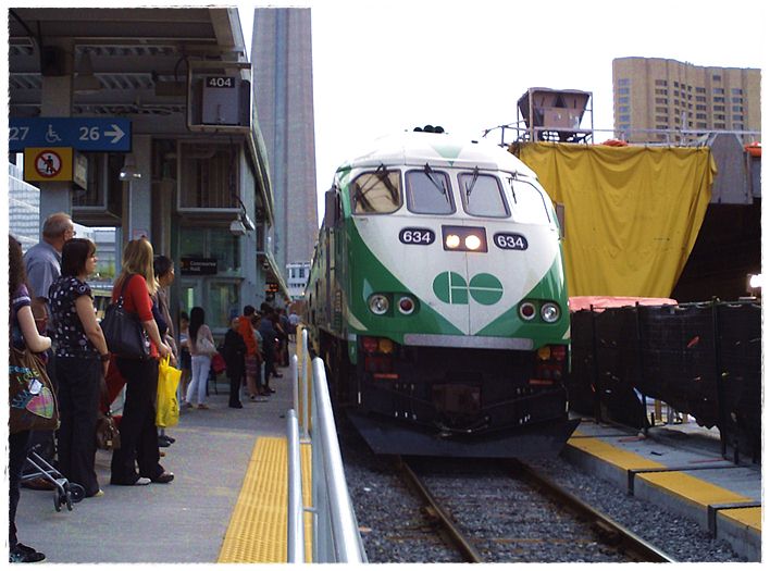 GO train at Union Station in an archival photograph credited to Paul B. Toman / Plismo; not the October 2026 construction or marathon.