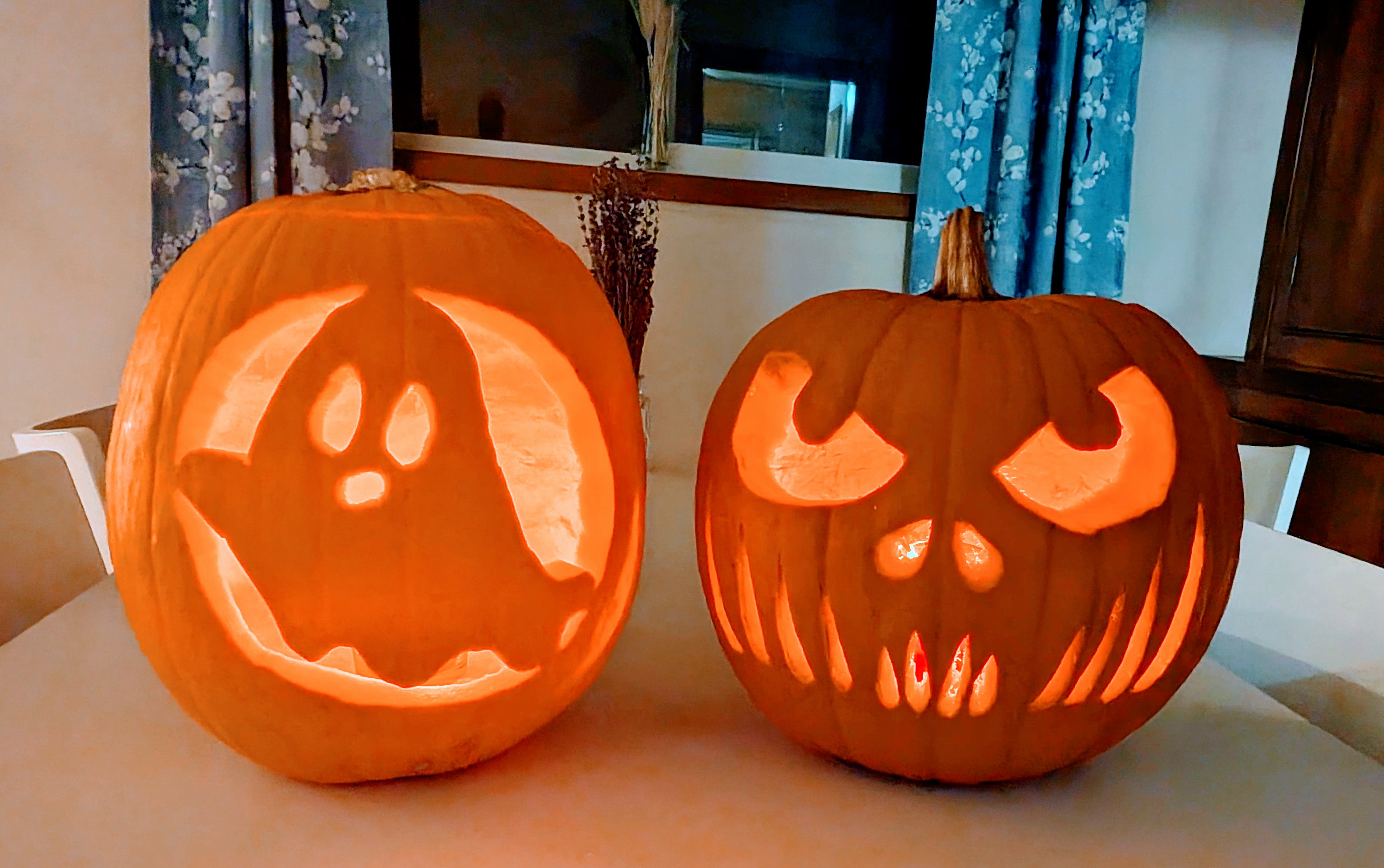 Two carved pumpkins in Joli Rumi’s October 2024 file photograph; not the Hamilton fair or Neighbour to Neighbour