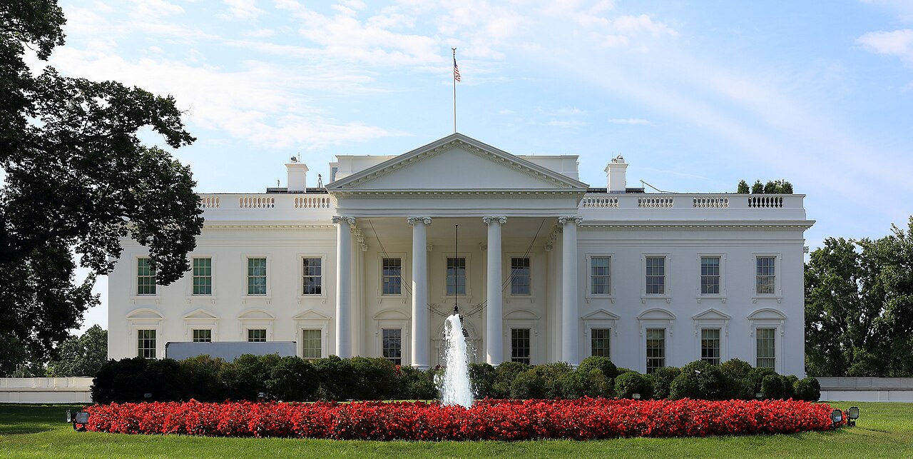 White House north facade in September 2013 by Martin Falbisoner; file photograph, not the October 16 executive-order signing