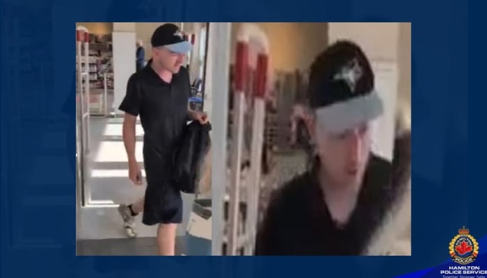 Hamilton Police Service images of the suspect sought in the August 16 Eastgate Square pharmacy robbery