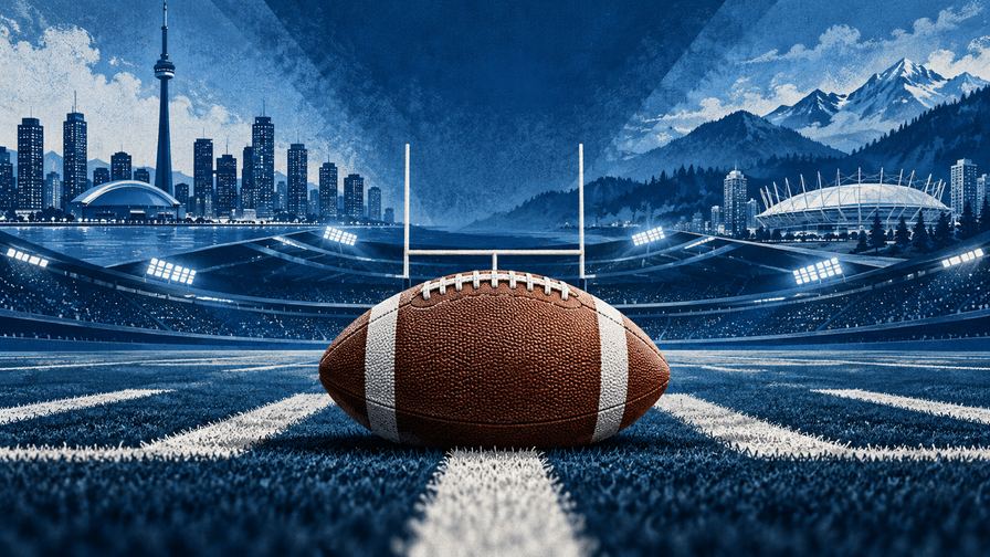 Editorial football illustration for the Toronto and Vancouver CFL semi-final doubleheader.